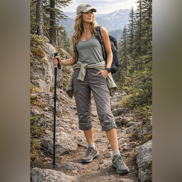 The North Face Pants - The North Face Women’s Cargo Capri Hiking Pants Taupe Gray Outdoor Size 14